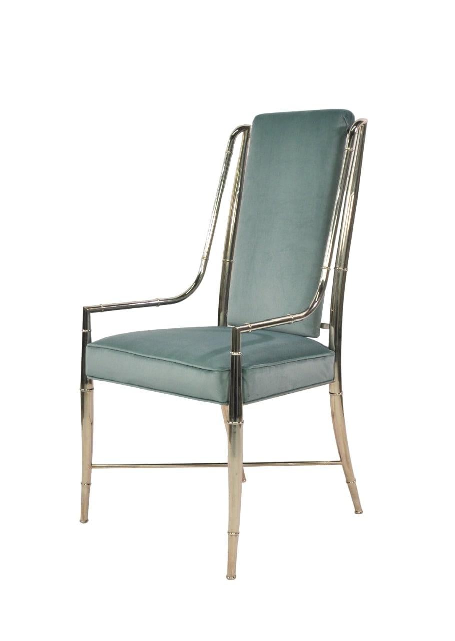 Mid-Century Modern Green Velvet Mastercraft Imperial Dining Chairs For Sale