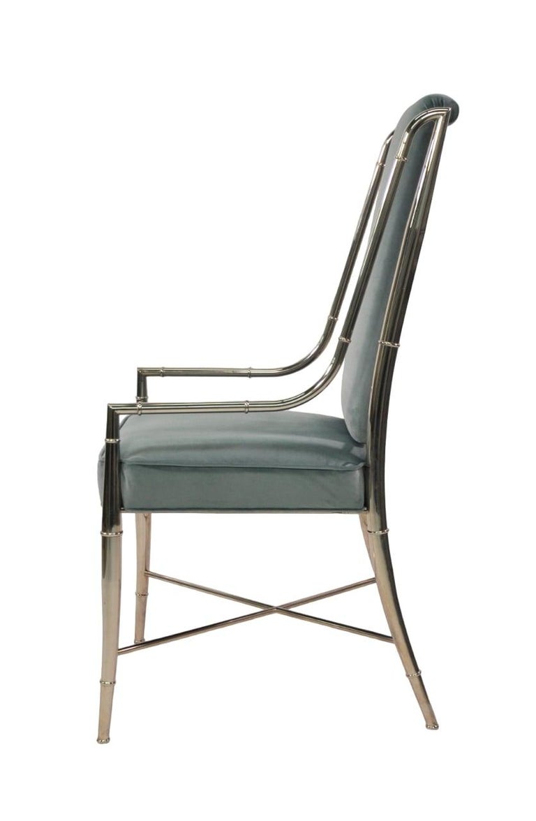Sage Green Velvet Mastercraft Imperial Dining Chairs a Set of Six For