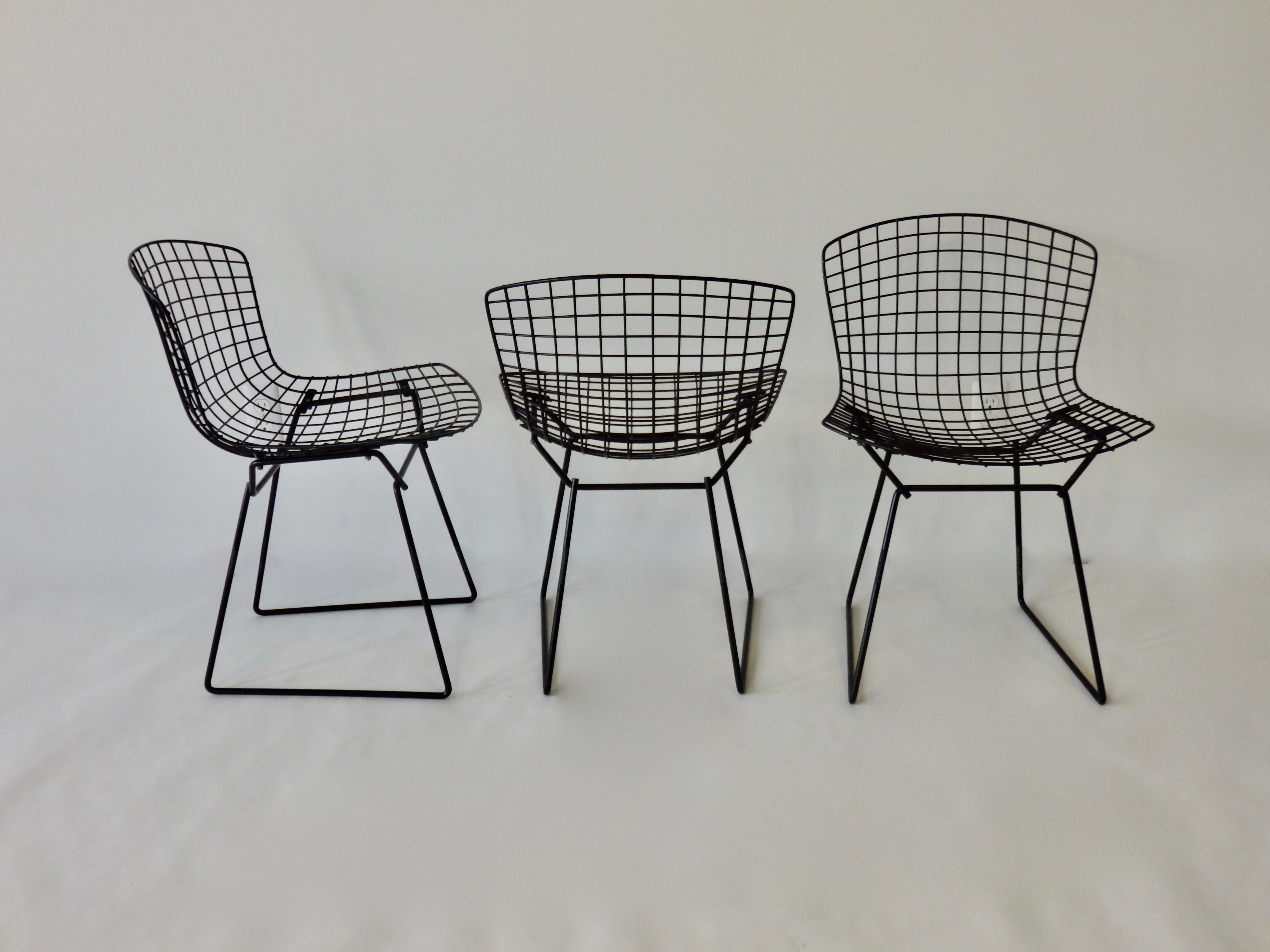 Mid-Century Modern Set of Six Matte Black Harry Bertoia for Knoll Dining Chairs