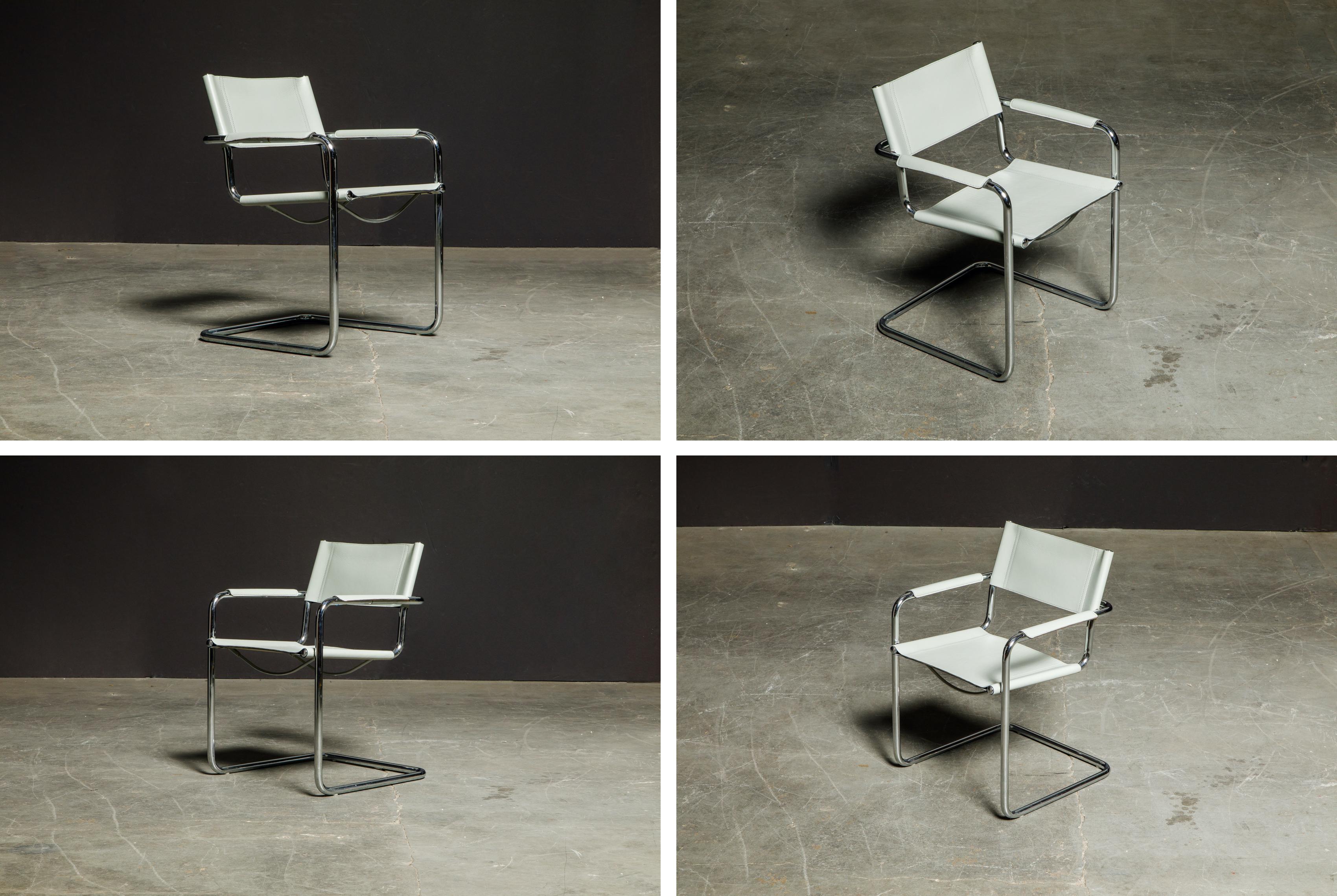 Set of Six Matteo Grassi 'MG Visitor' Leather Armchairs, c. 1980, Signed 4