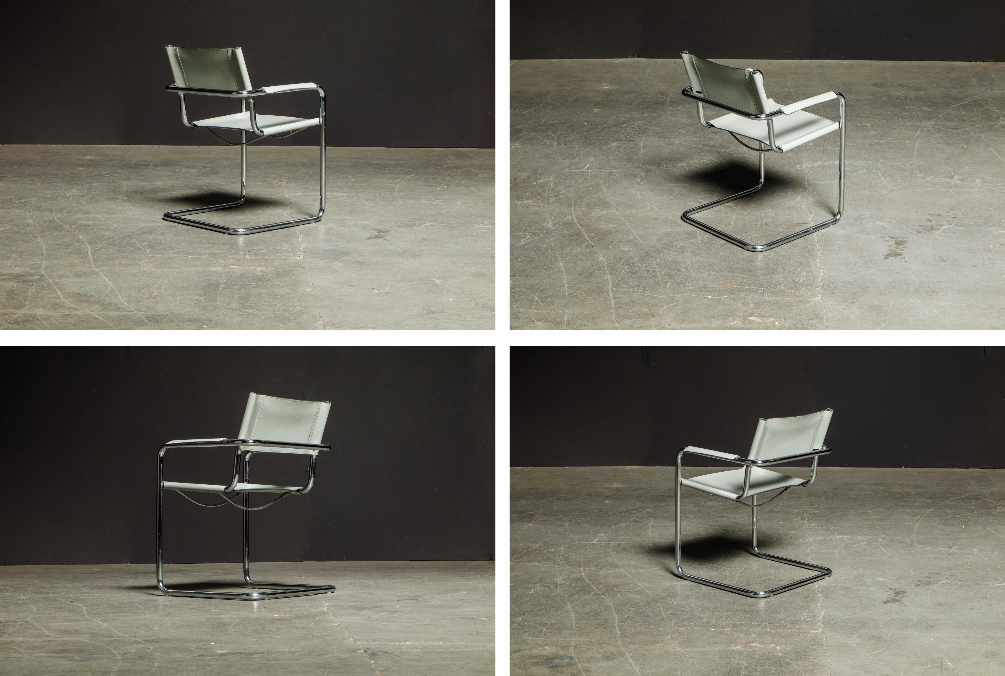 Set of Six Matteo Grassi 'MG Visitor' Leather Armchairs, c. 1980, Signed 6