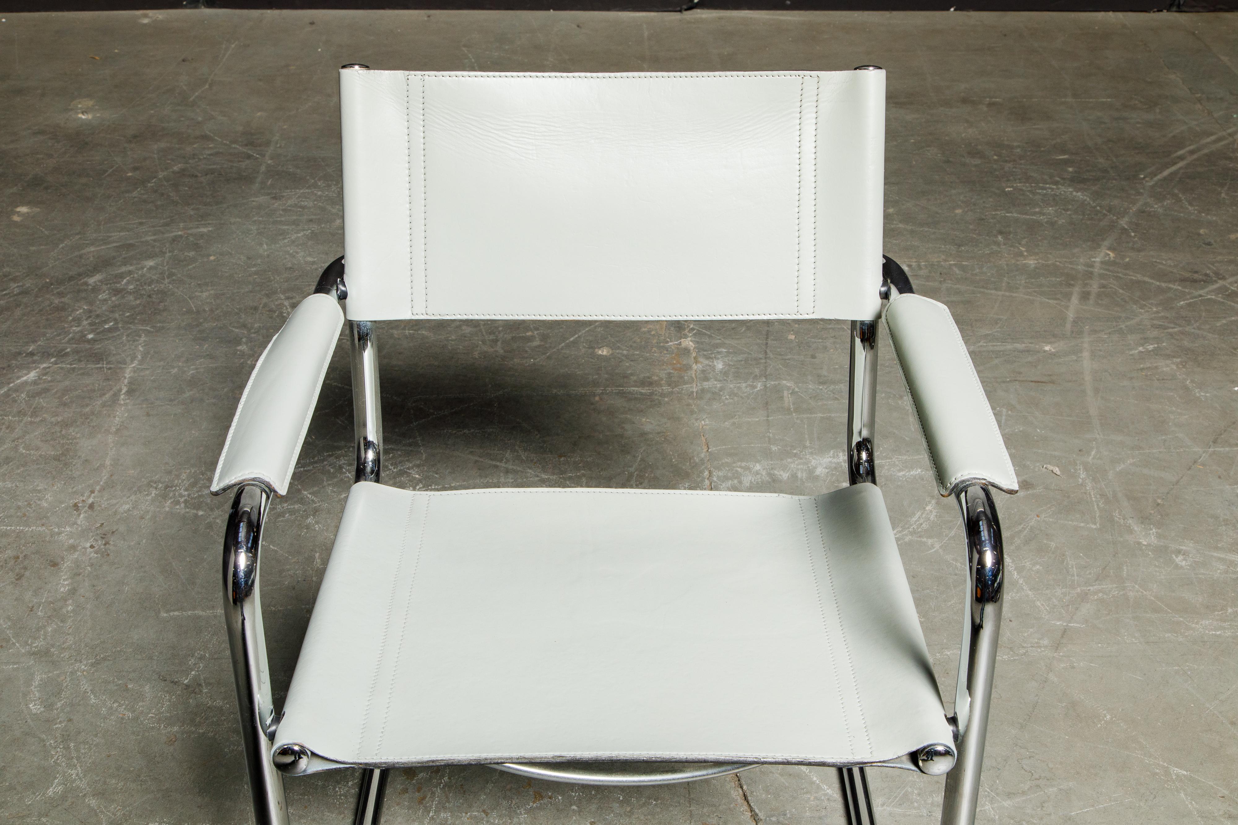 Set of Six Matteo Grassi 'MG Visitor' Leather Armchairs, c. 1980, Signed 10