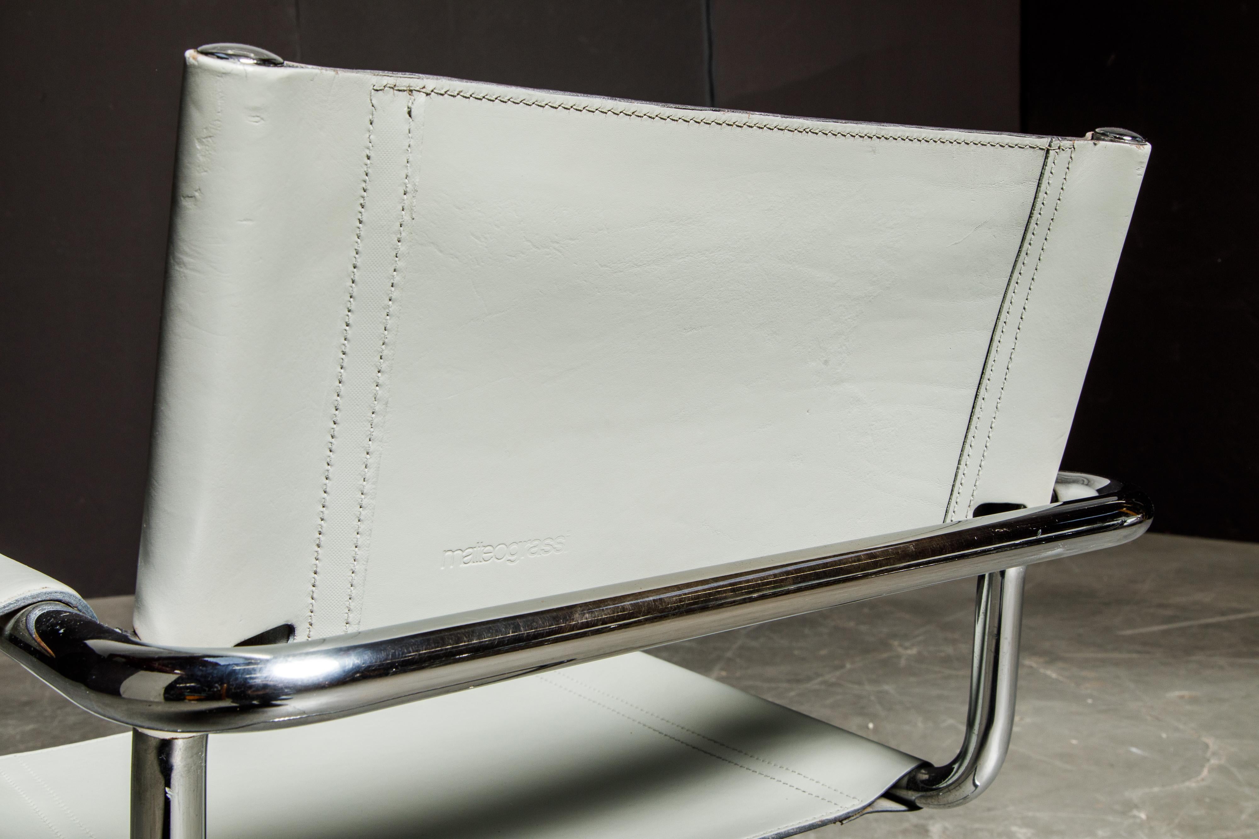 Set of Six Matteo Grassi 'MG Visitor' Leather Armchairs, c. 1980, Signed 13