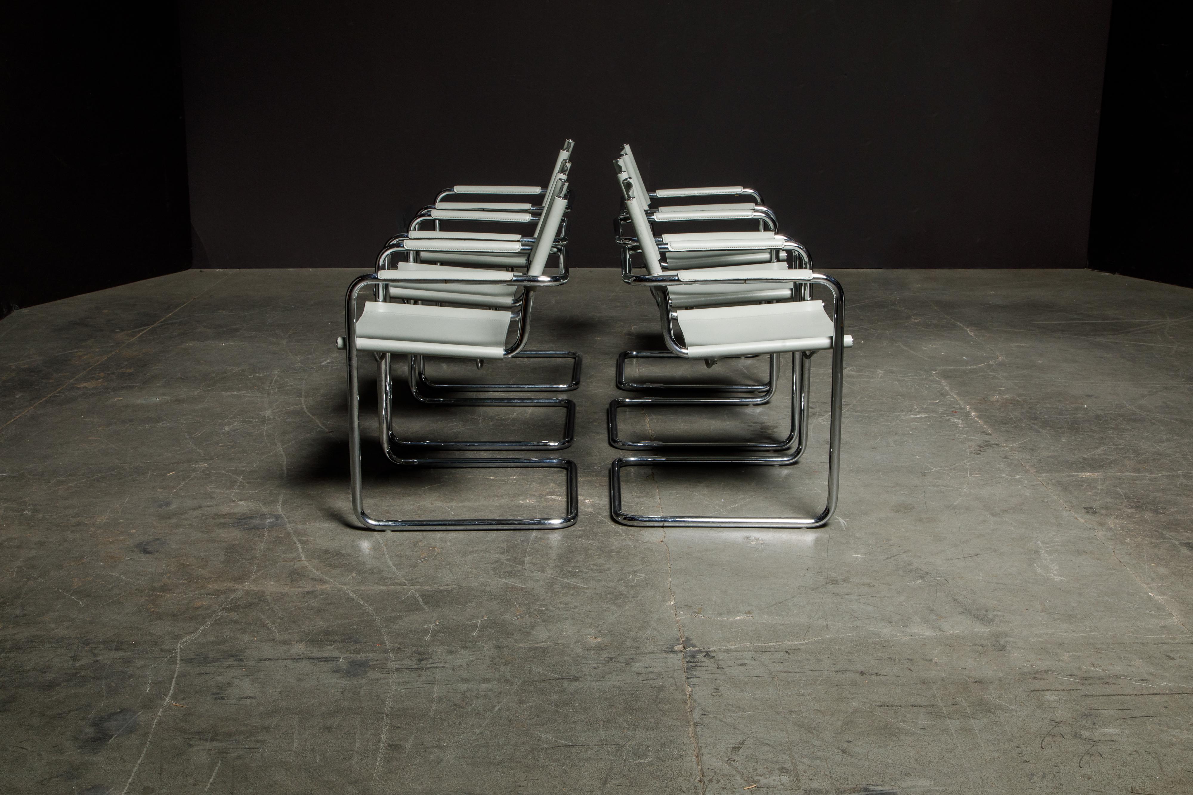 Set of Six Matteo Grassi 'MG Visitor' Leather Armchairs, c. 1980, Signed 2
