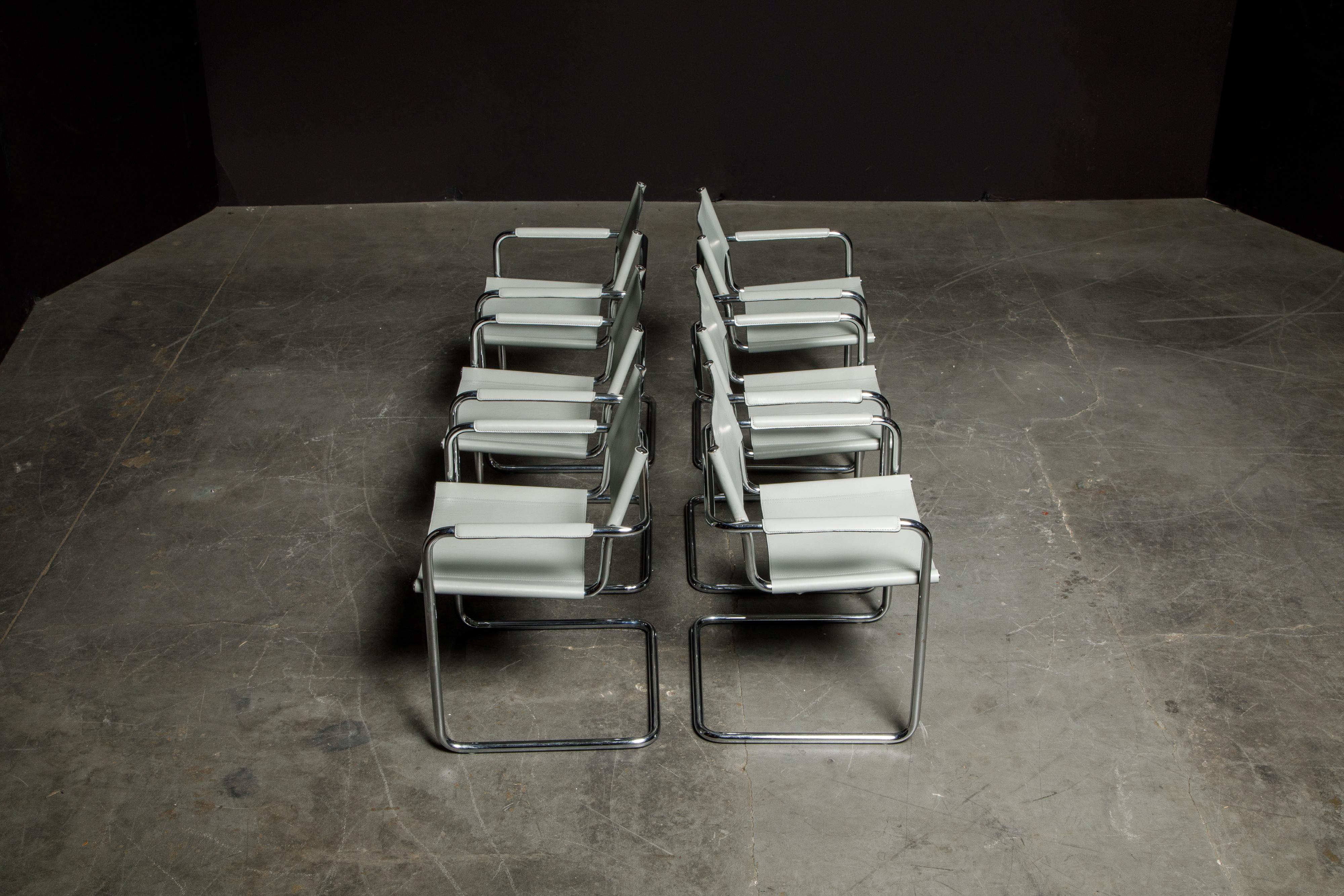 Set of Six Matteo Grassi 'MG Visitor' Leather Armchairs, c. 1980, Signed 3