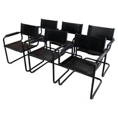 Set of Six Matteo Grassi Style MG5 Cantilever Leather Chairs