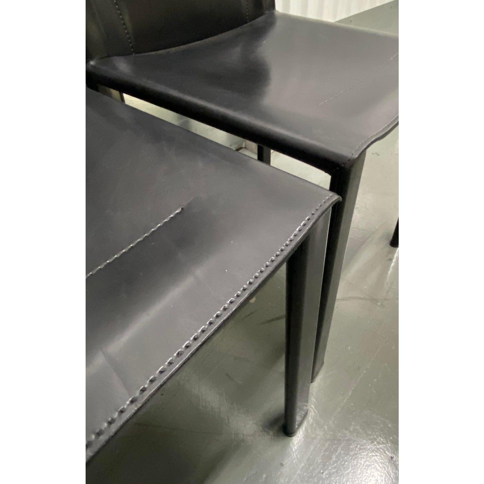 Set of Six Matteo Grassi Modernist Black Leather Dining Chairs 3