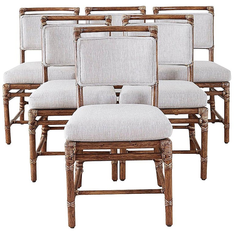 Set Of Six Mcguire California Modern Bamboo Rattan Dining Chairs At 1stdibs