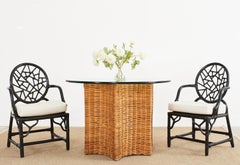 Set of Six McGuire Cracked Ice Rattan Lacquered Dining Chairs