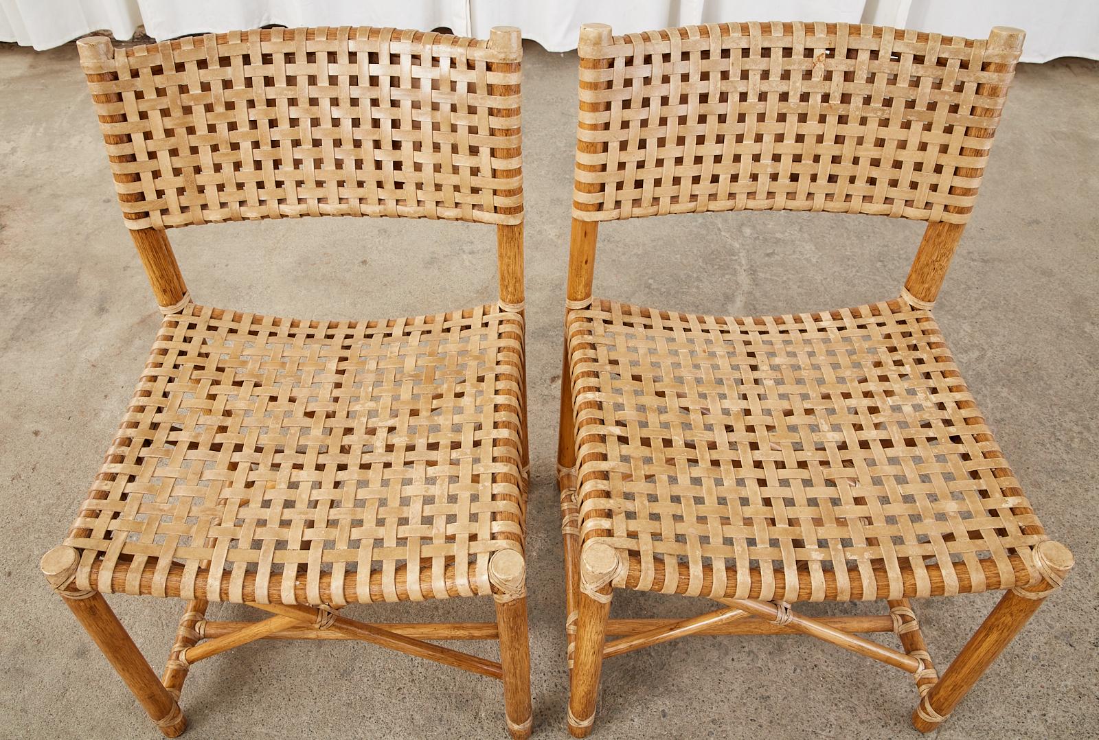 Set of Six McGuire Laced Rawhide Rattan Dining Chairs 1