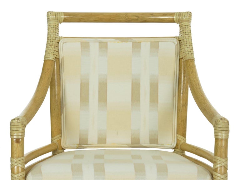 Set of Six McGuire Leather-Bound Rattan Dining Chairs with ...