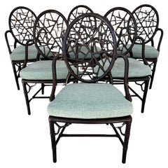Set of Six McGuire Of San Francisco "Cracked Ice" Dining Chairs