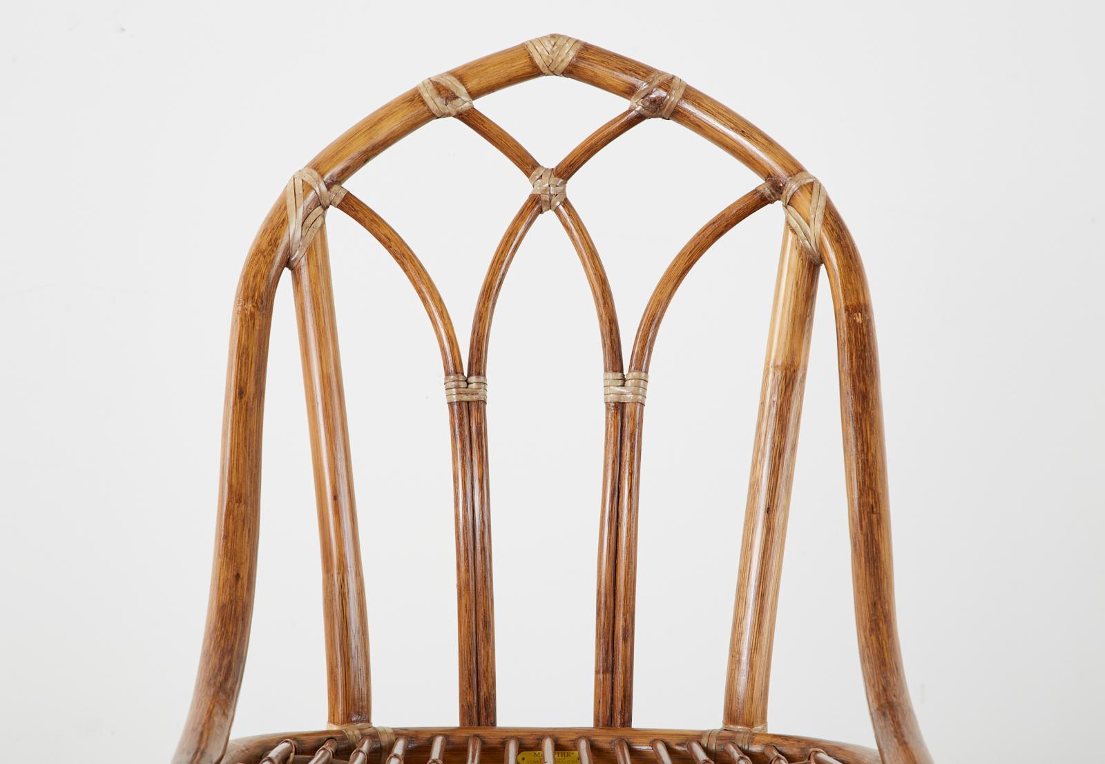 Set of Six McGuire Organic Modern Bamboo Rattan Dining Chairs 3