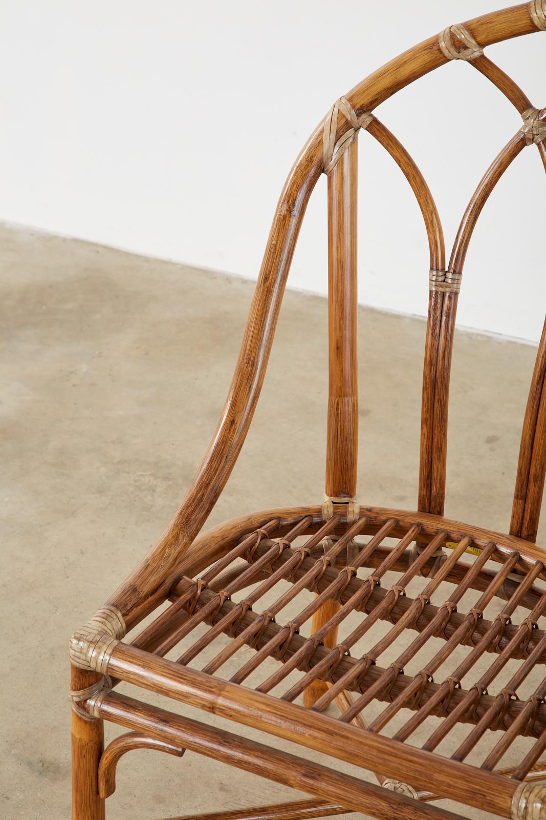 Set of Six McGuire Organic Modern Bamboo Rattan Dining Chairs 11