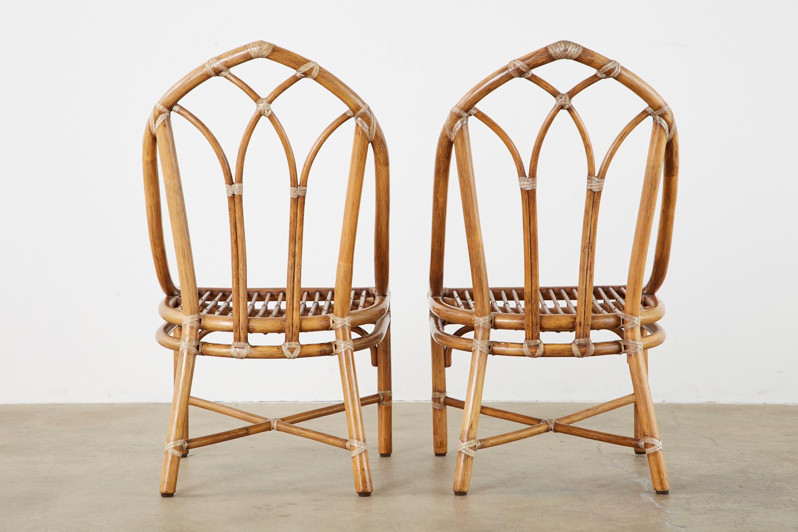 Set of Six McGuire Organic Modern Bamboo Rattan Dining Chairs 13
