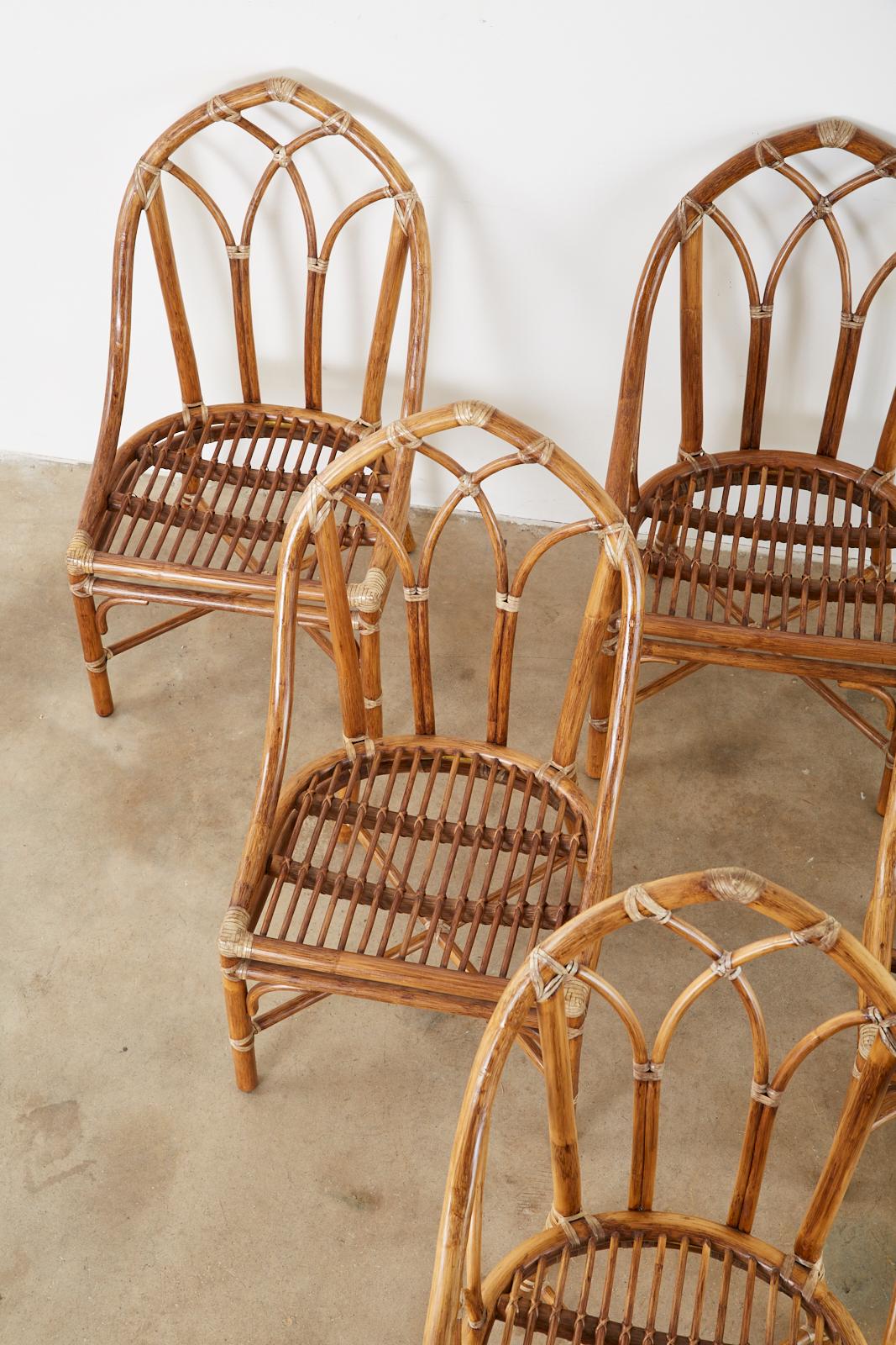 Set of Six McGuire Organic Modern Bamboo Rattan Dining Chairs In Good Condition In Rio Vista, CA