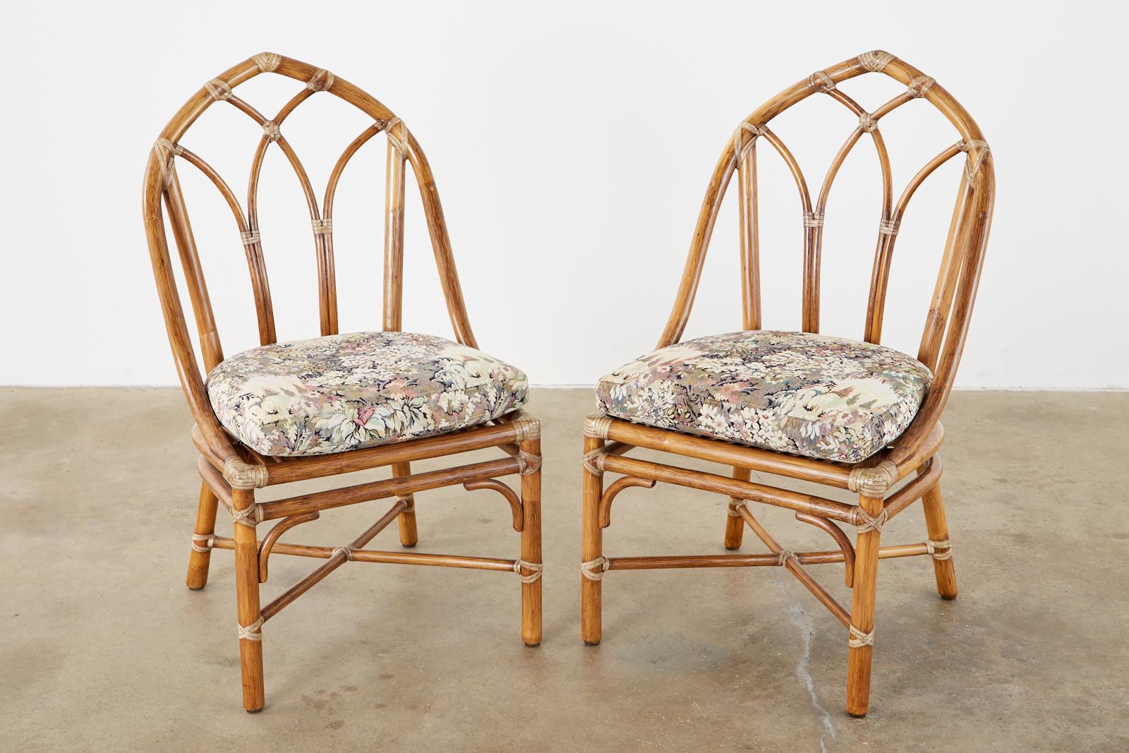 20th Century Set of Six McGuire Organic Modern Bamboo Rattan Dining Chairs