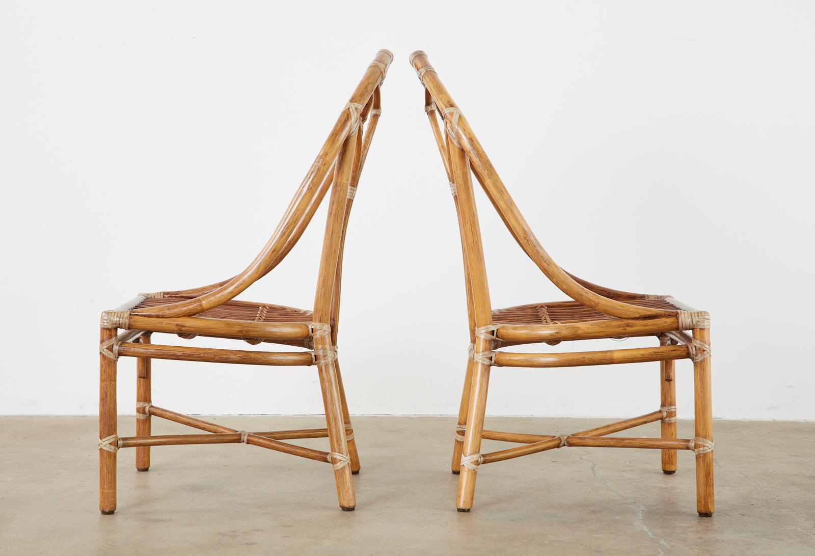 Set of Six McGuire Organic Modern Bamboo Rattan Dining Chairs 1