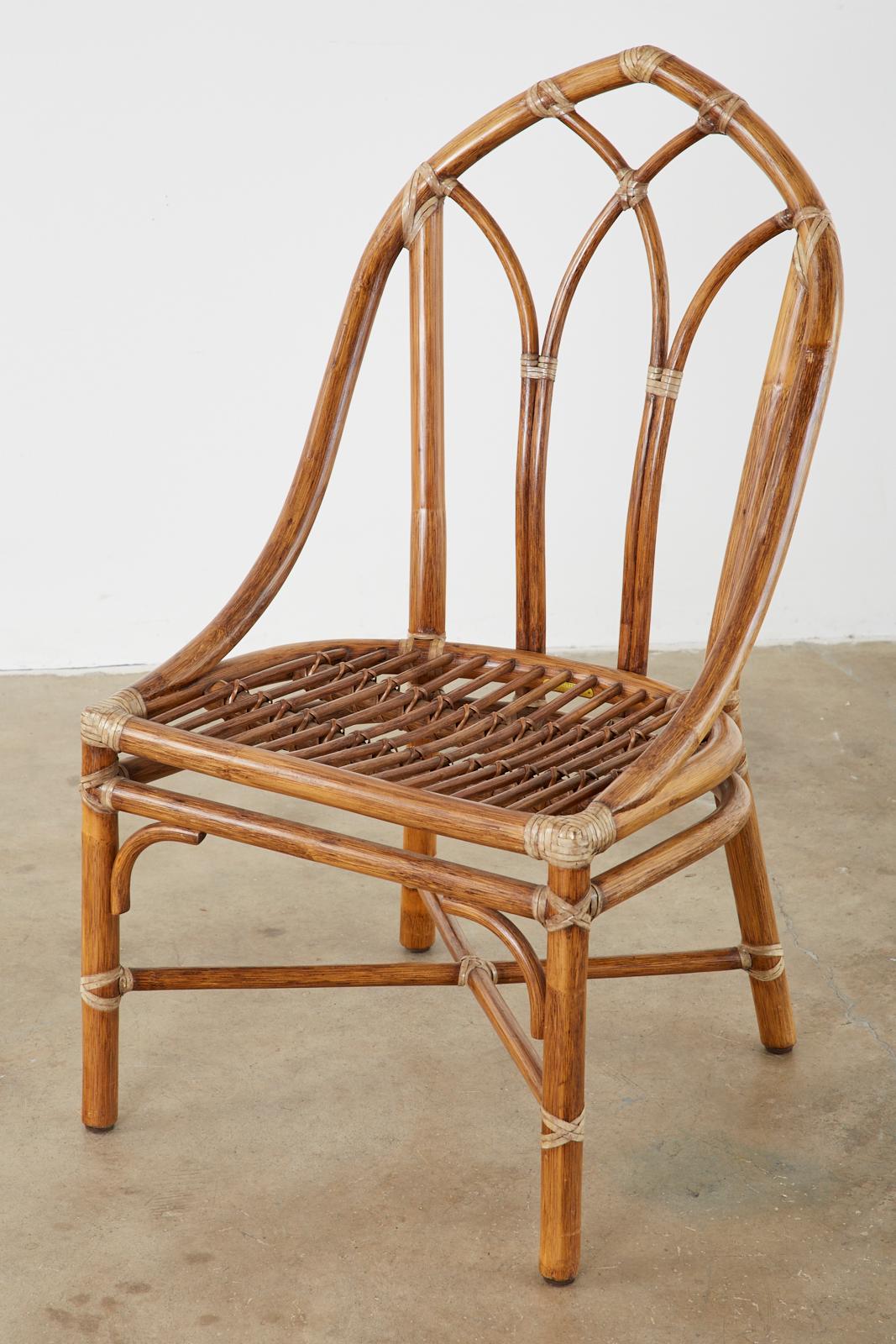 Set of Six McGuire Organic Modern Bamboo Rattan Dining Chairs 2