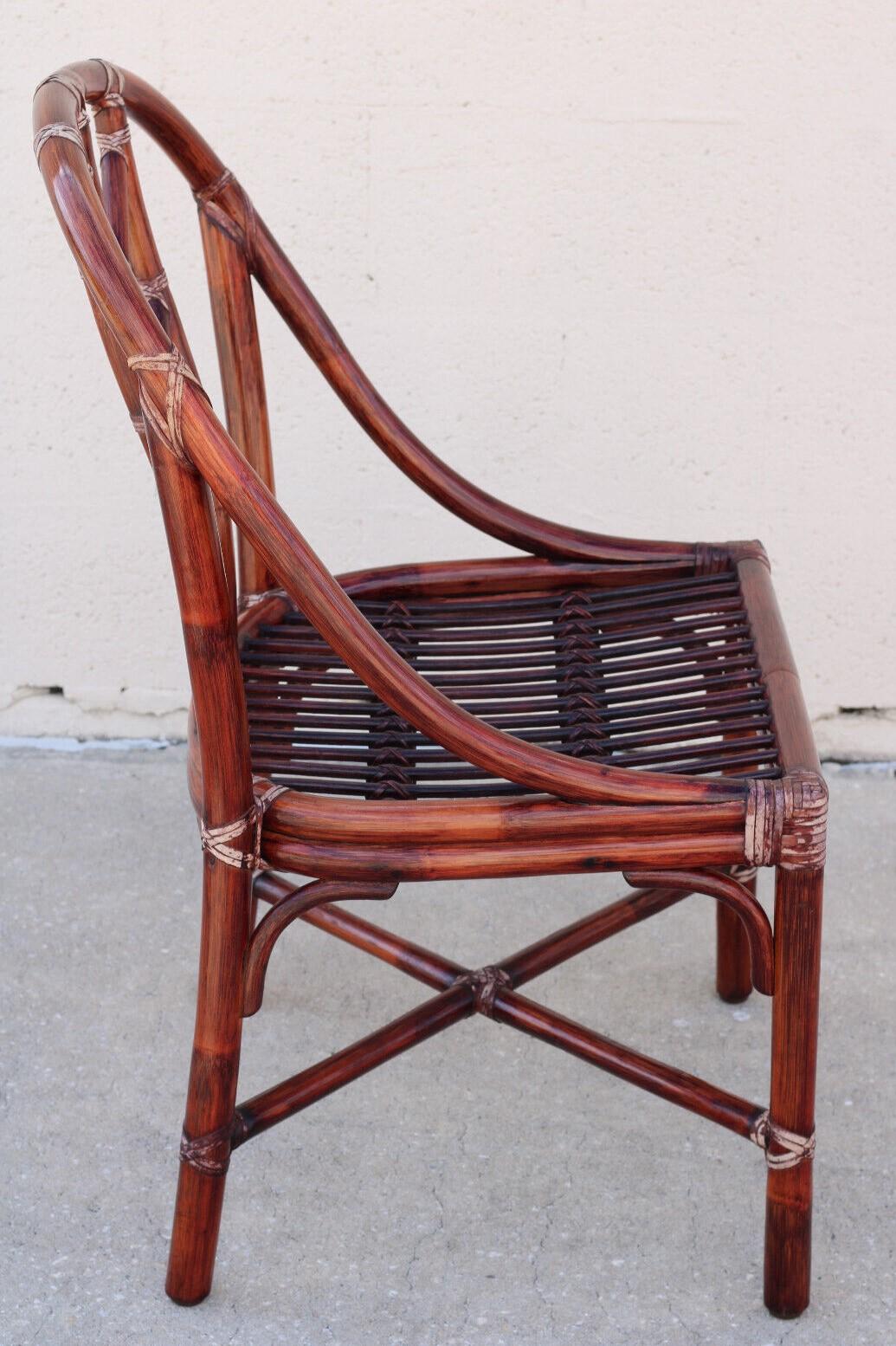 Set of Six McGuire Organic Modern Rattan Bamboo Dining Chairs For Sale 3