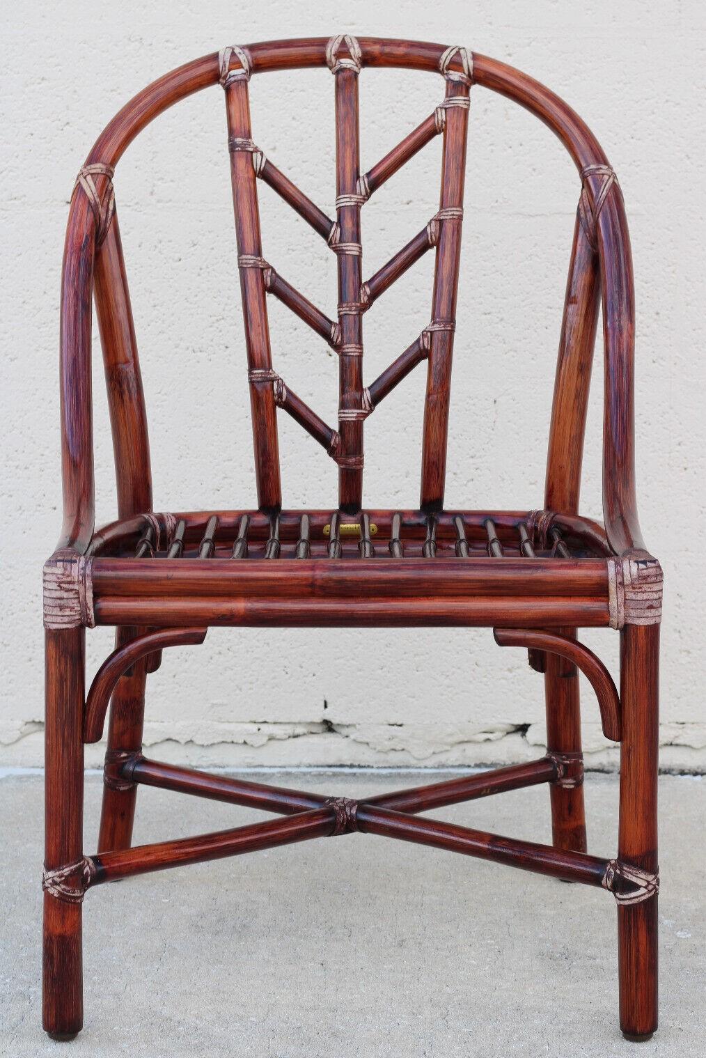 Set of Six McGuire Organic Modern Rattan Bamboo Dining Chairs In Good Condition For Sale In Vero Beach, FL