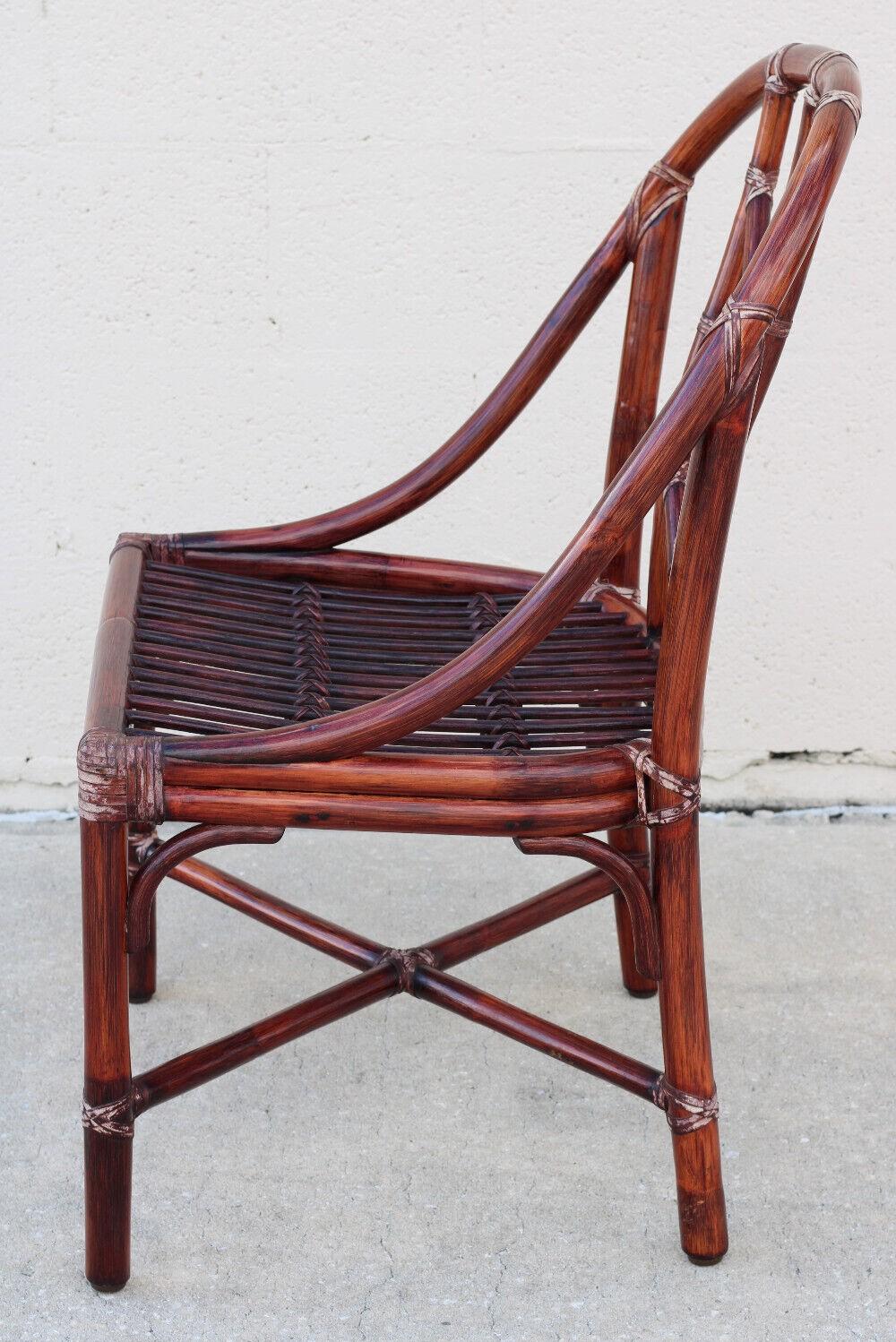 20th Century Set of Six McGuire Organic Modern Rattan Bamboo Dining Chairs For Sale