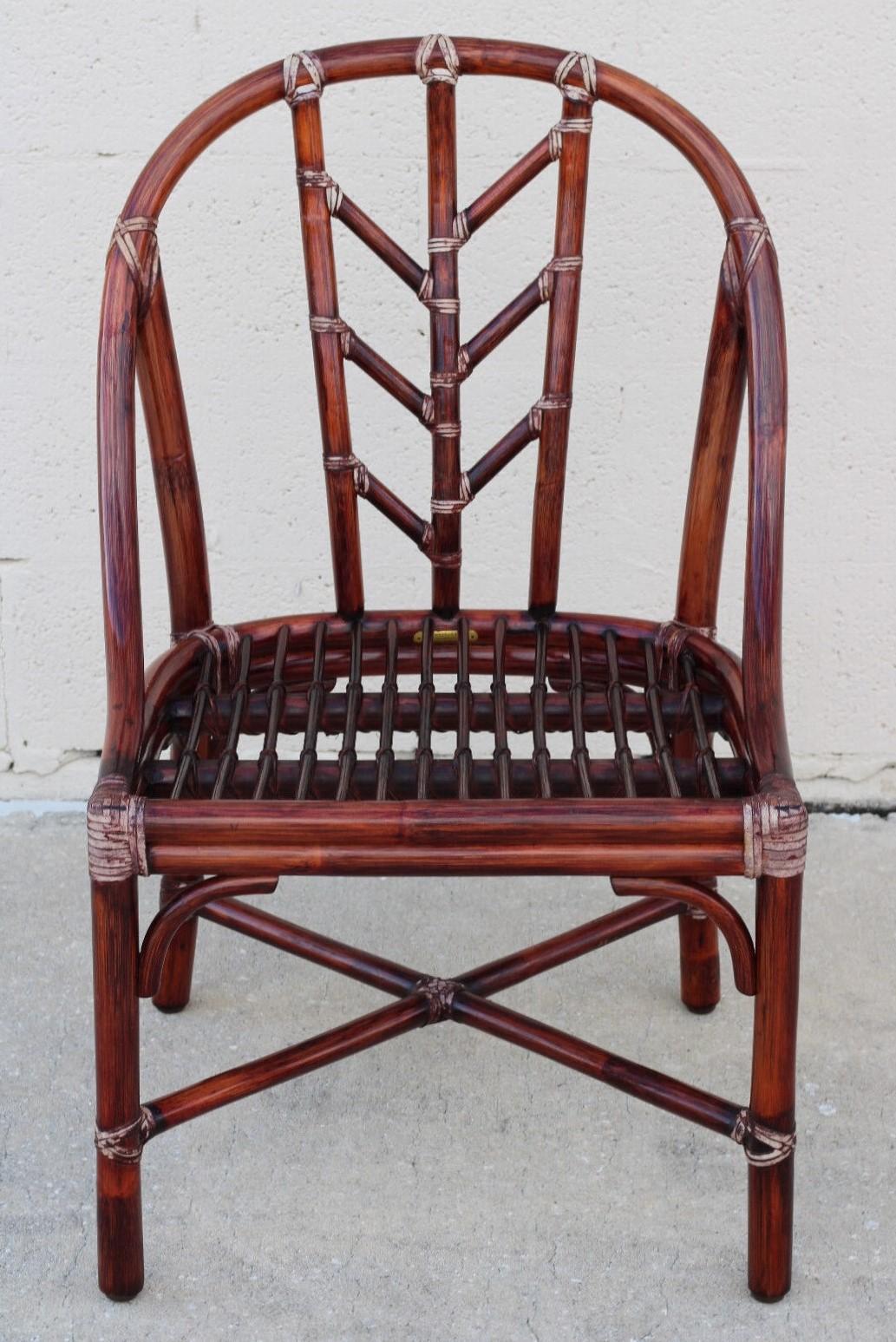 Set of Six McGuire Organic Modern Rattan Bamboo Dining Chairs For Sale 2