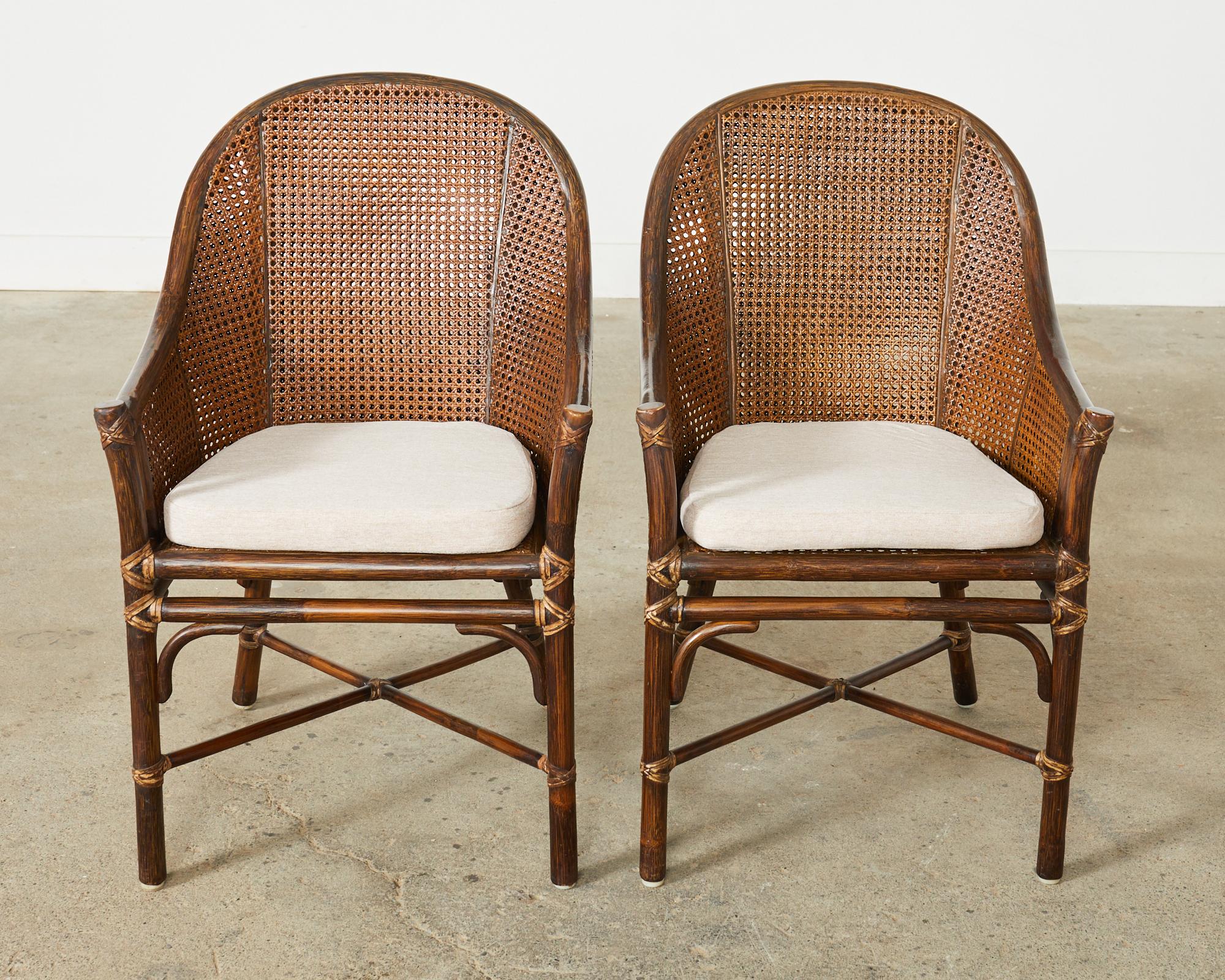 Set of Six McGuire Organic Modern Rattan Cane Dining Chairs  In Good Condition In Rio Vista, CA