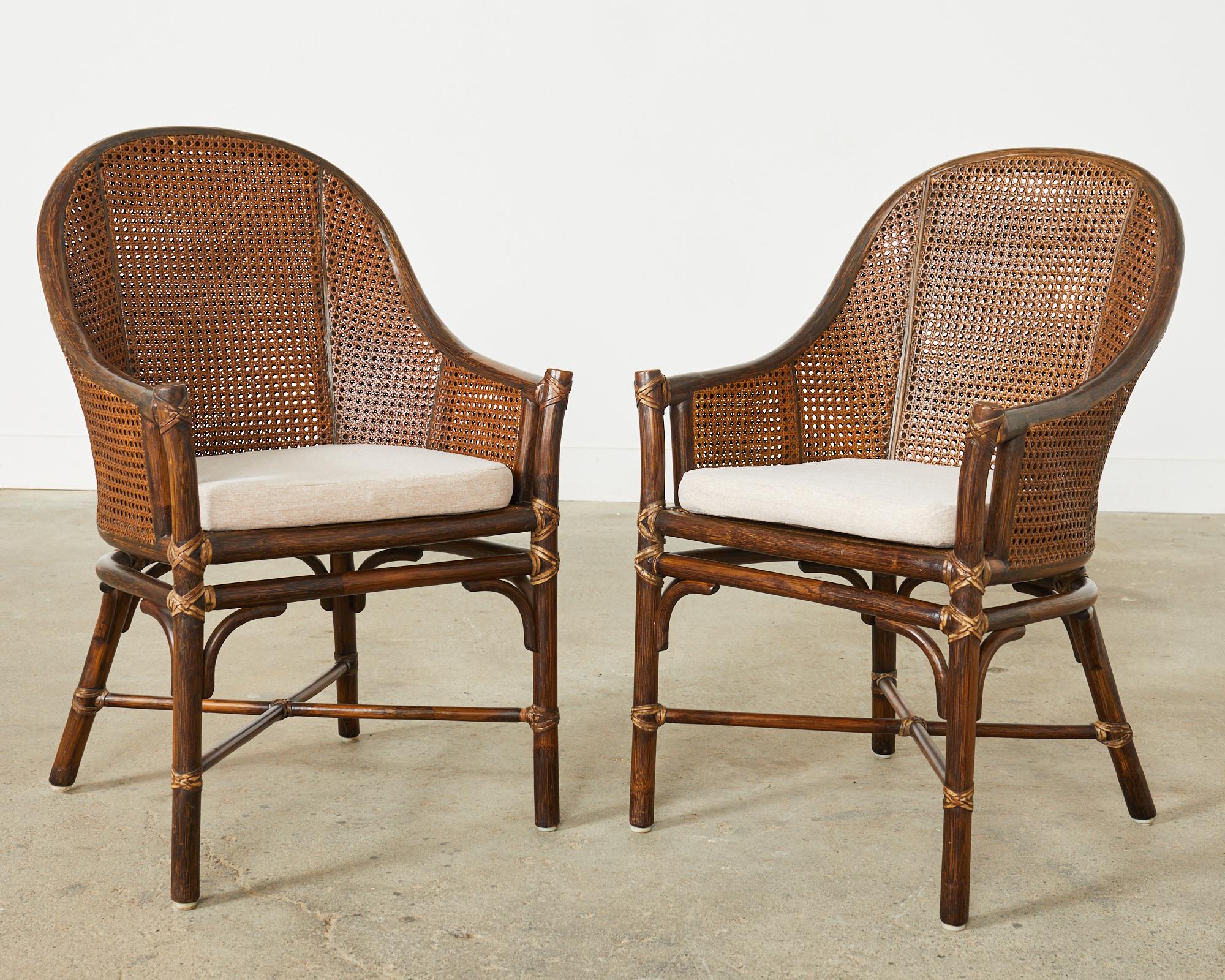 20th Century Set of Six McGuire Organic Modern Rattan Cane Dining Chairs 