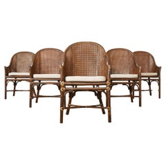 Vintage Set of Six McGuire Organic Modern Rattan Cane Dining Chairs 