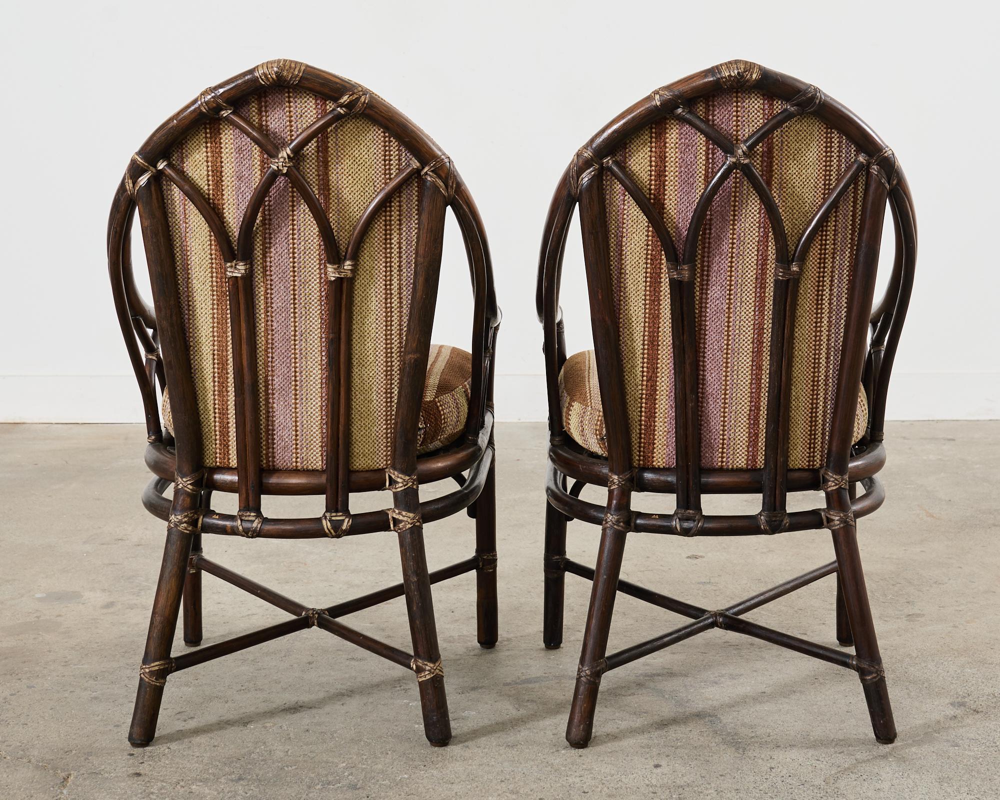 Set di sei sedie da pranzo McGuire in rattan organico moderno a cattedrale in vendita 4