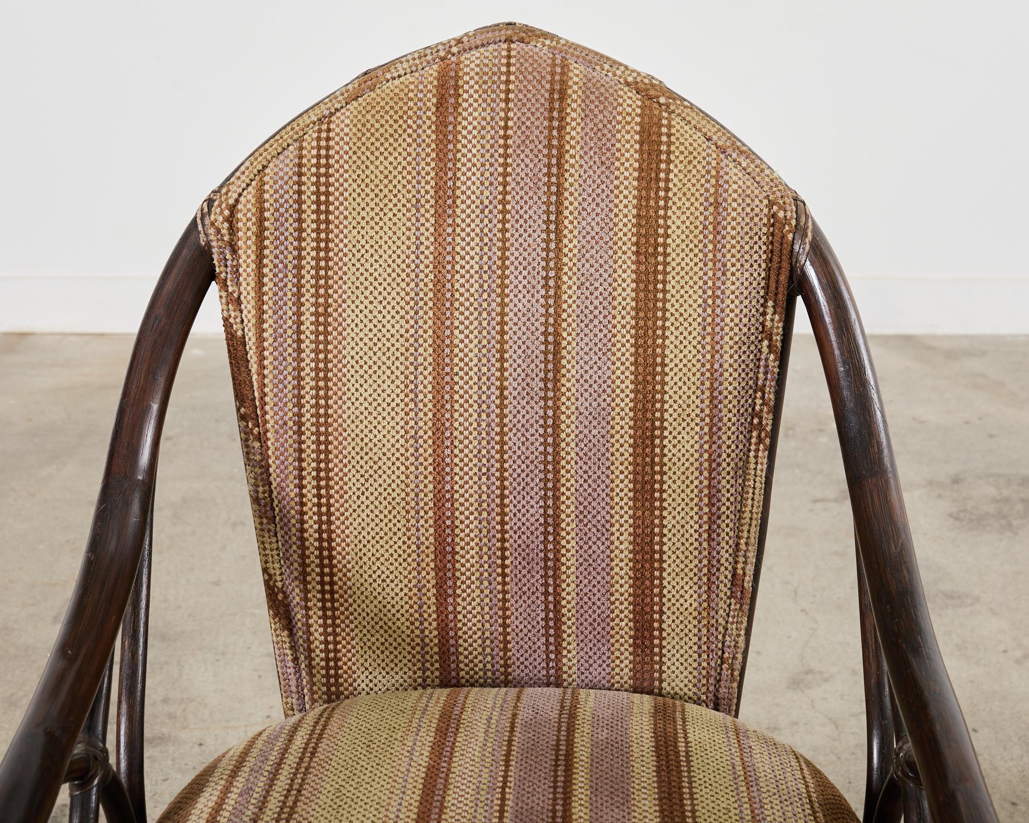 Set di sei sedie da pranzo McGuire in rattan organico moderno a cattedrale in vendita 8