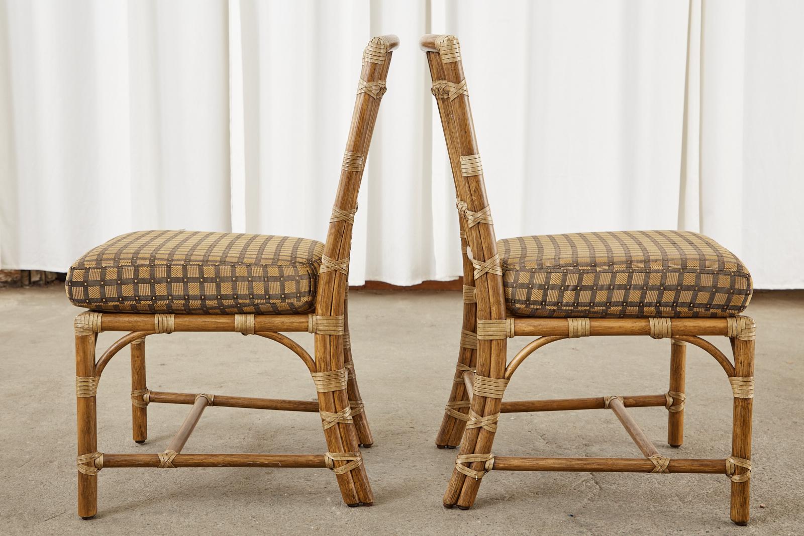 Fabric Set of Six McGuire Organic Modern Rattan Dining Chairs