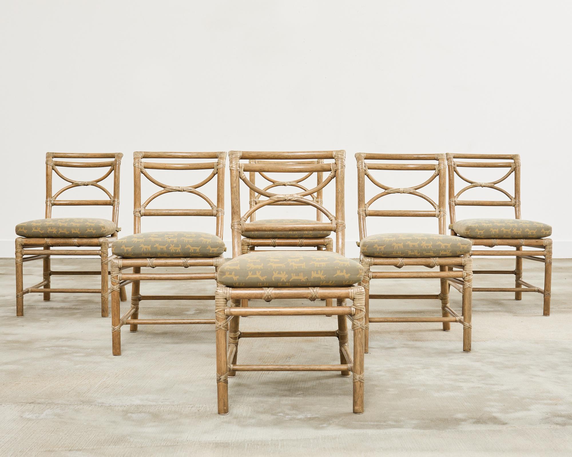 American Set of Six McGuire Organic Modern Rattan Dining Chairs