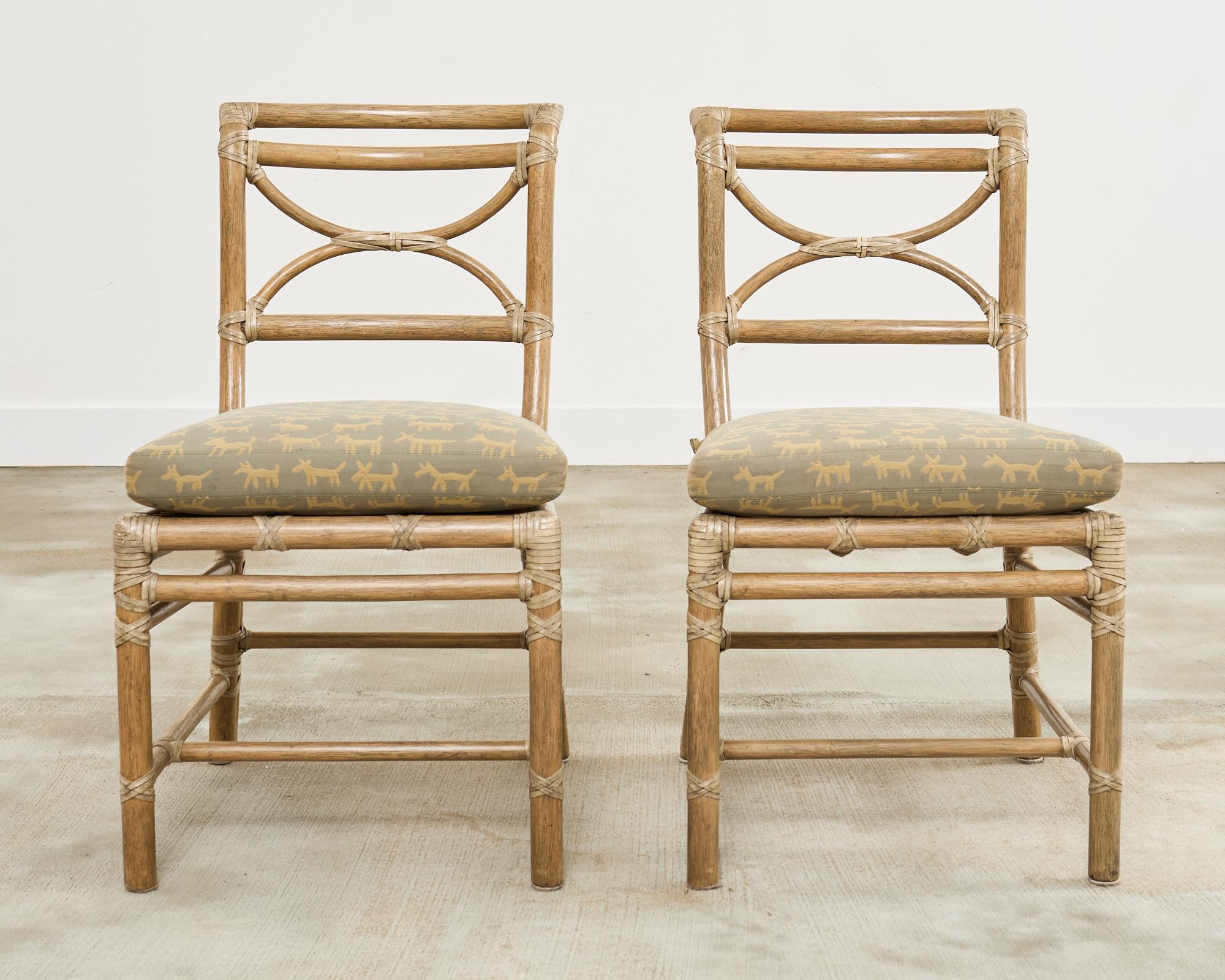 Hand-Crafted Set of Six McGuire Organic Modern Rattan Dining Chairs