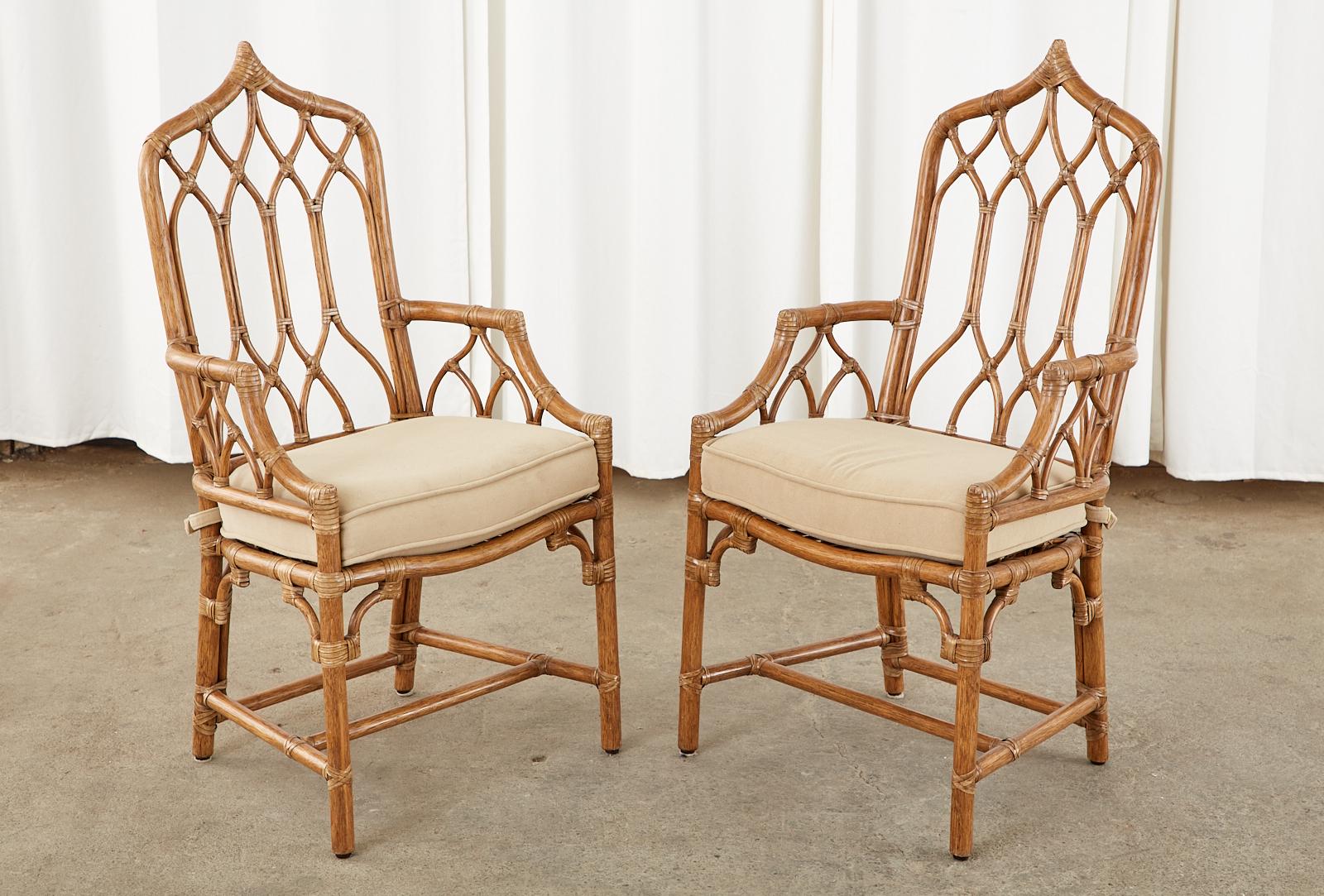 Set of Six McGuire Organic Modern Rattan Dining Chairs In Good Condition In Rio Vista, CA