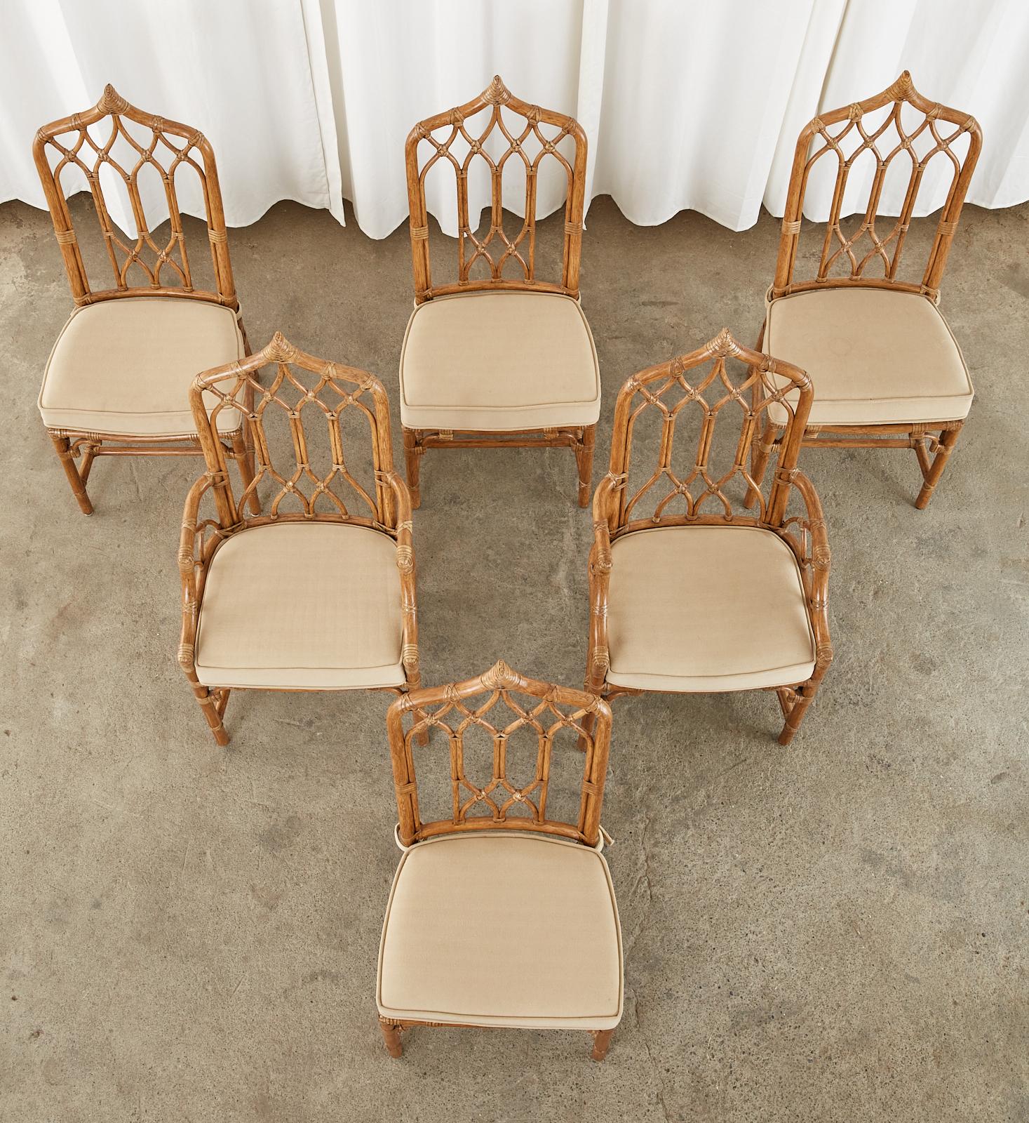 20th Century Set of Six McGuire Organic Modern Rattan Dining Chairs