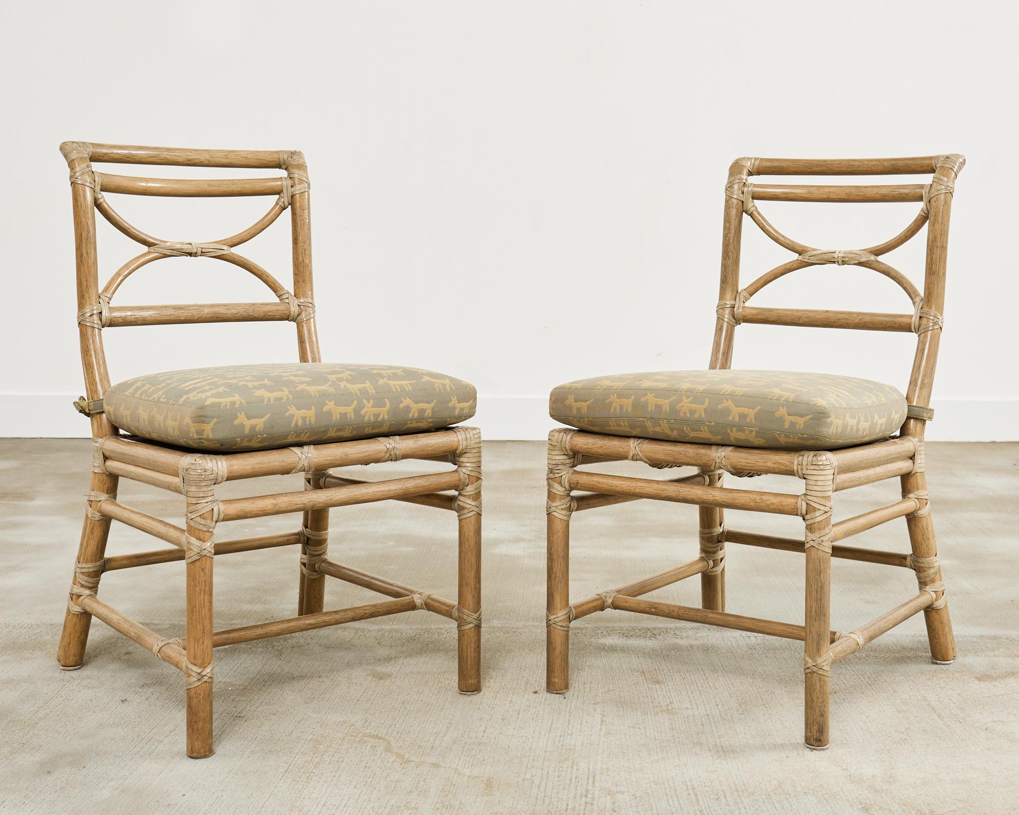 20th Century Set of Six McGuire Organic Modern Rattan Dining Chairs