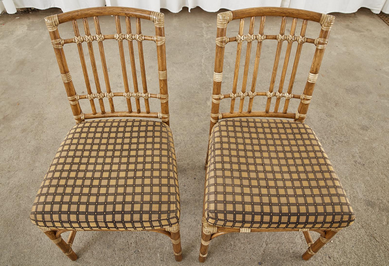 Contemporary Set of Six McGuire Organic Modern Rattan Dining Chairs
