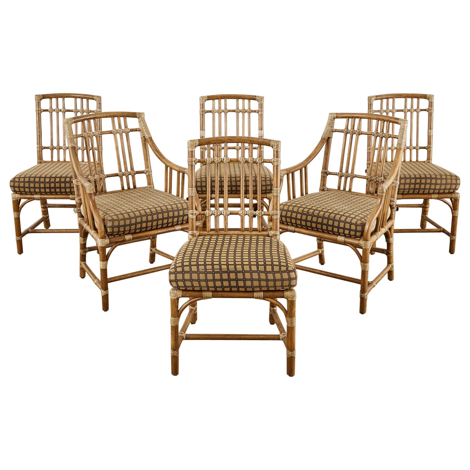 Set of Six McGuire Organic Modern Rattan Dining Chairs