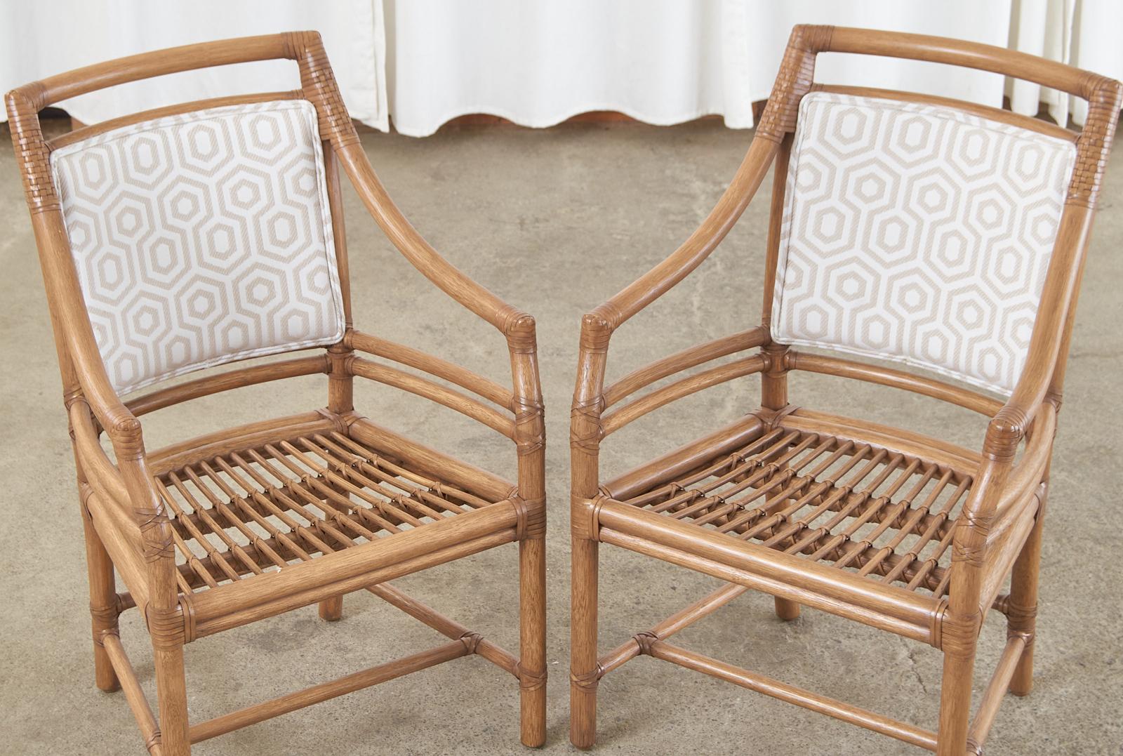 Hand-Crafted Set of Six McGuire Organic Modern Rattan Target Dining Chairs