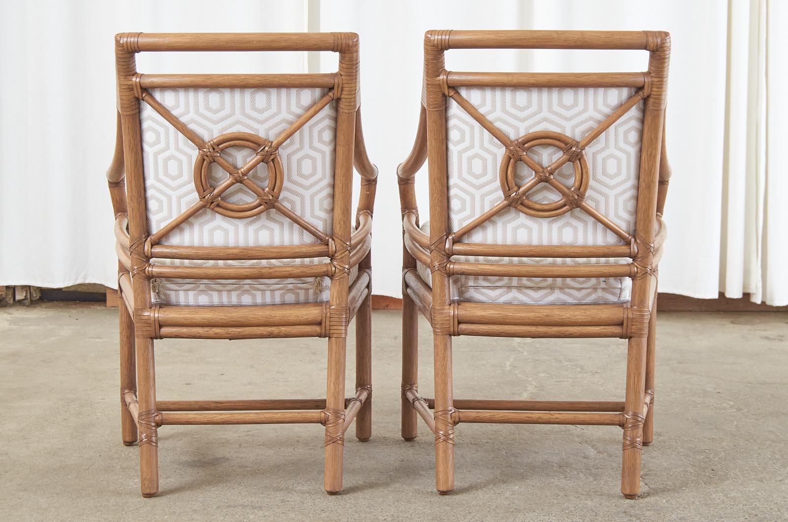 Leather Set of Six McGuire Organic Modern Rattan Target Dining Chairs