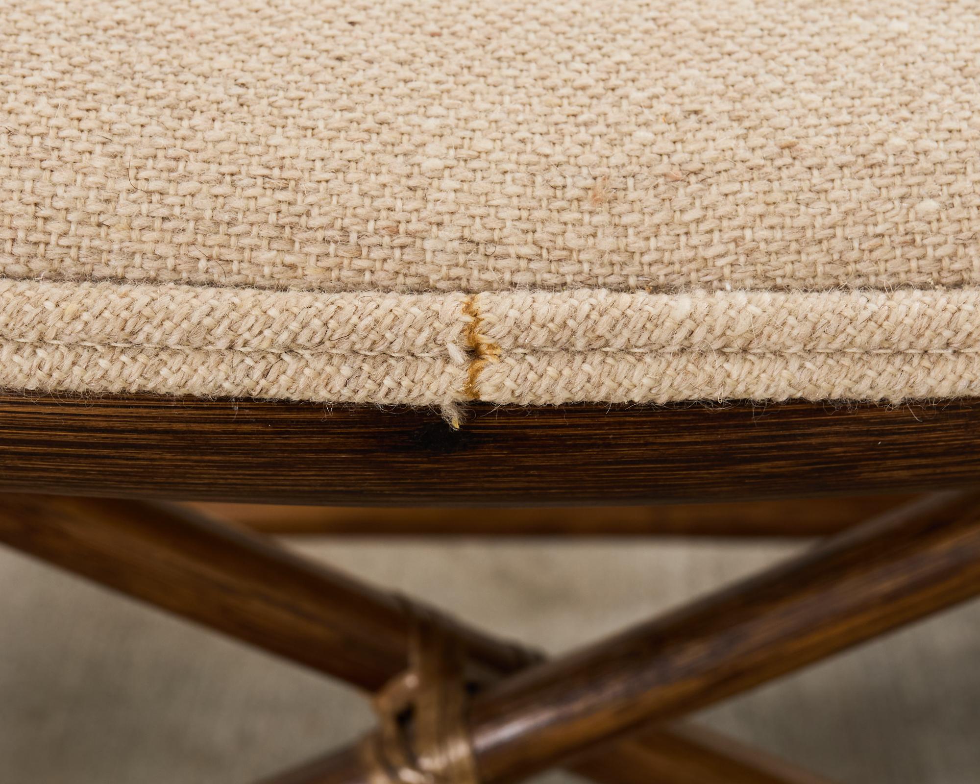 Satz von sechs McGuire Rattan Caned Directors Dining Armchairs 5