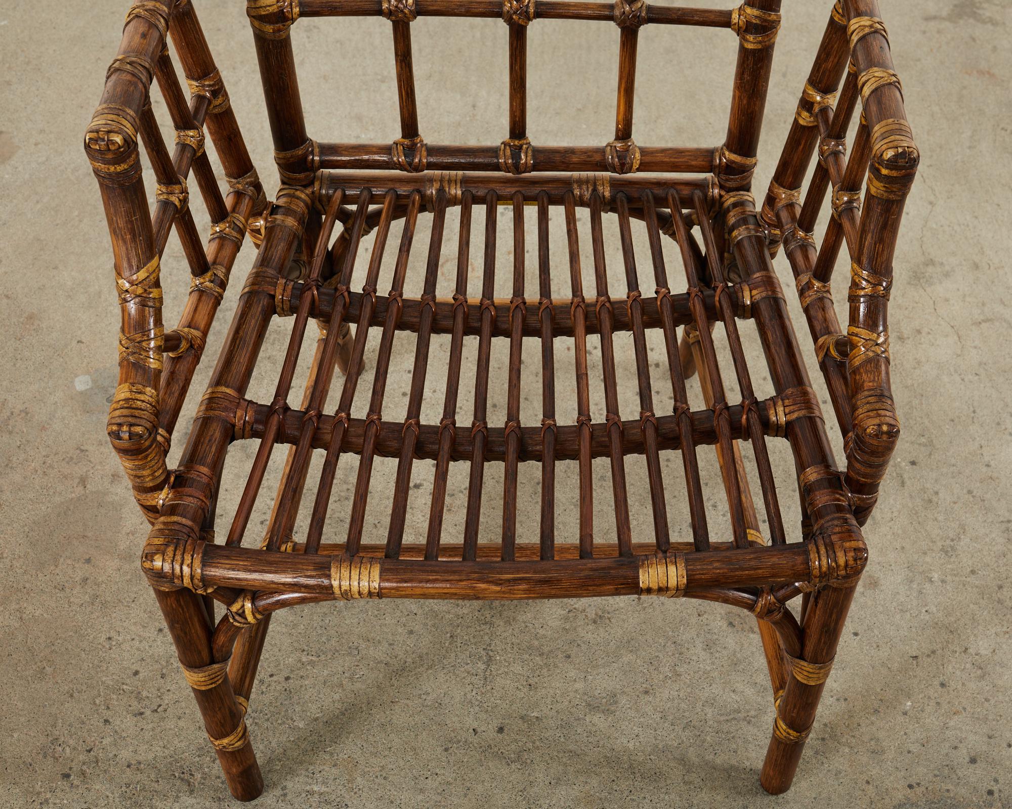 Set of Six McGuire Rattan Cathedral Back Dining Chairs 10