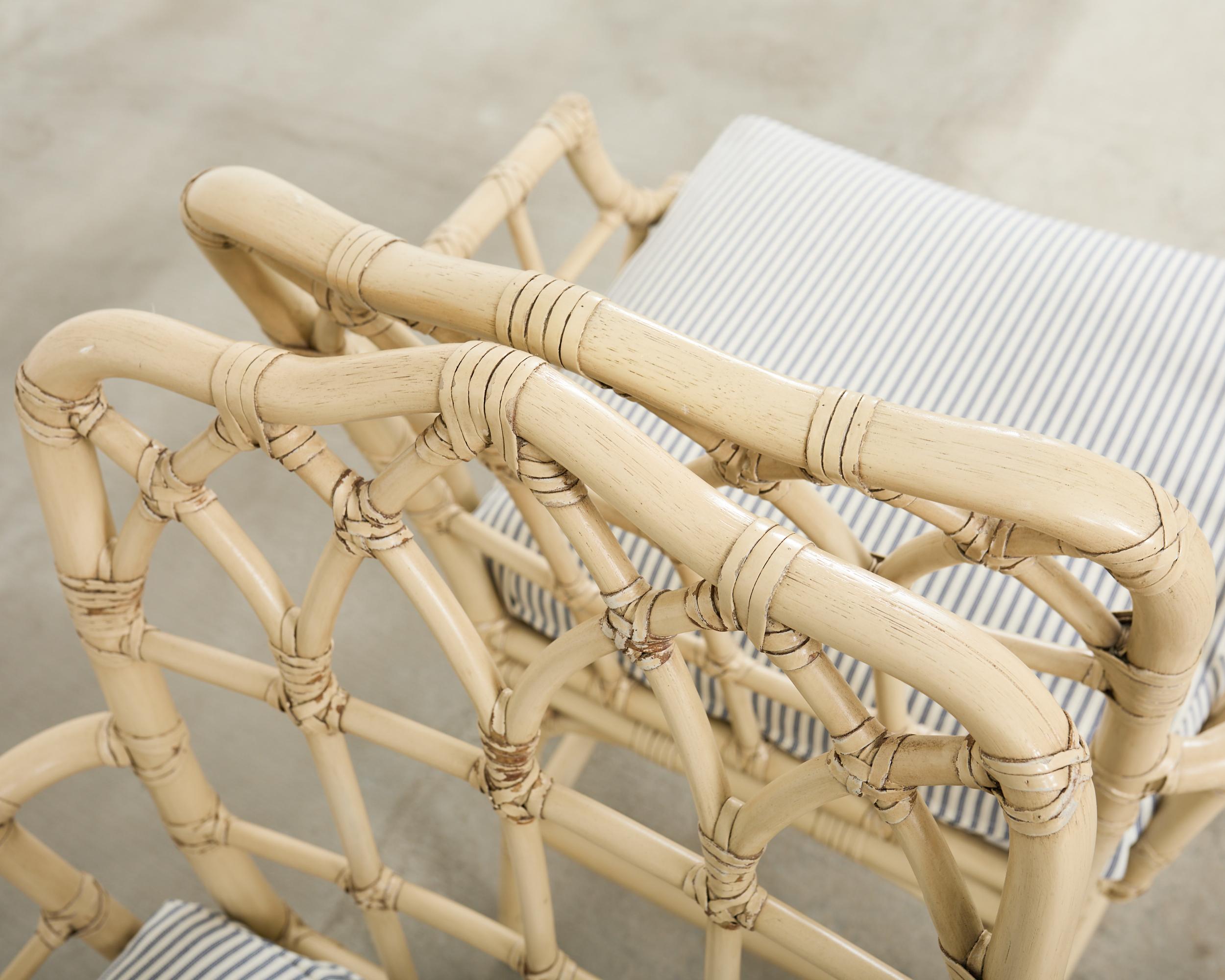 Set of Six McGuire Rattan Cathedral Back Rattan Dining Chairs For Sale 7