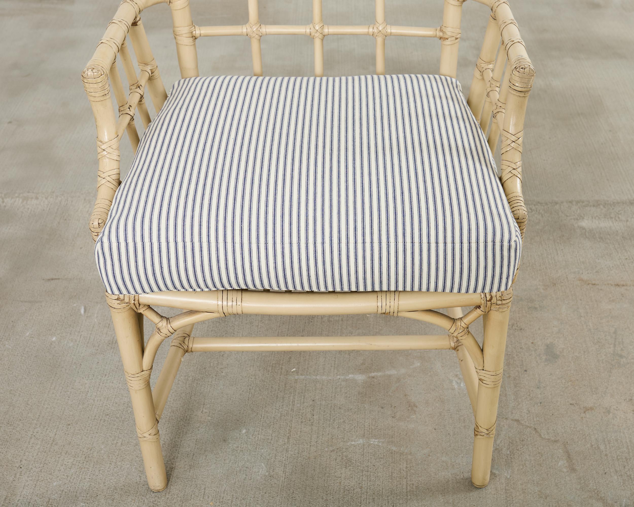 Set of Six McGuire Rattan Cathedral Back Rattan Dining Chairs For Sale 11