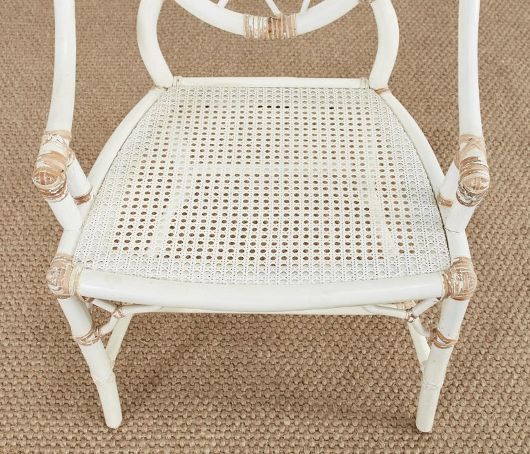 Set of Six McGuire Rattan Cracked Ice Dining Chairs For Sale 5