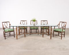 Set of Six McGuire Rattan Leona Loop Back Dining Chairs