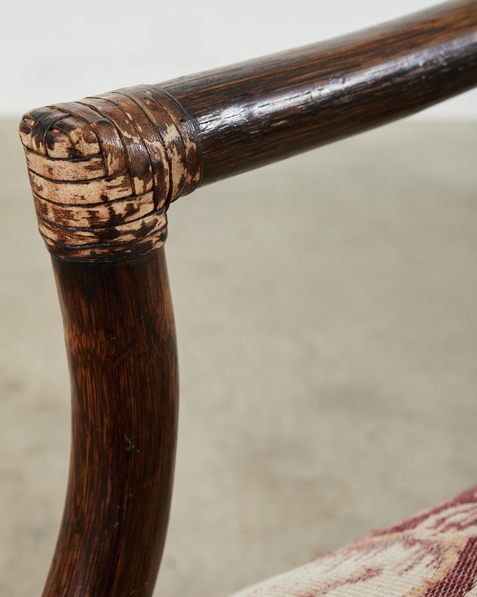 Set of Six McGuire Rattan Loop Back Dining Armchairs 9