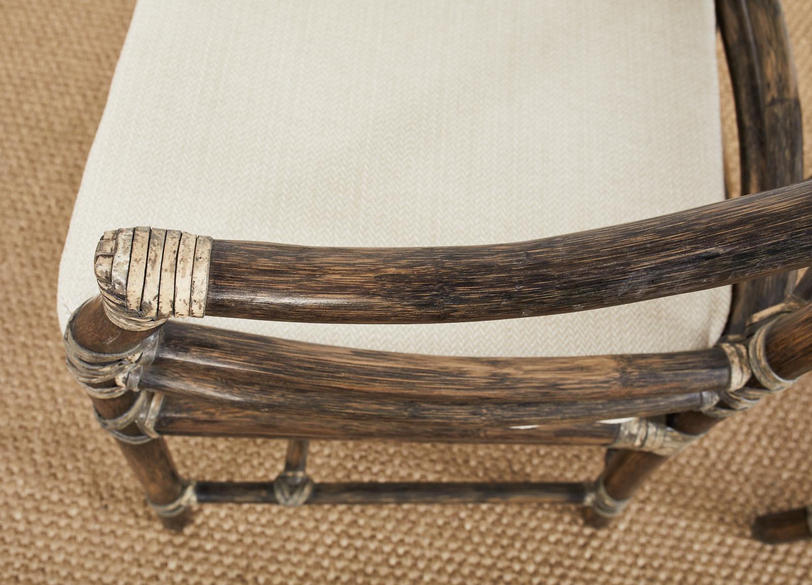 Set of Six McGuire Rattan Target Back Dining Chairs 1